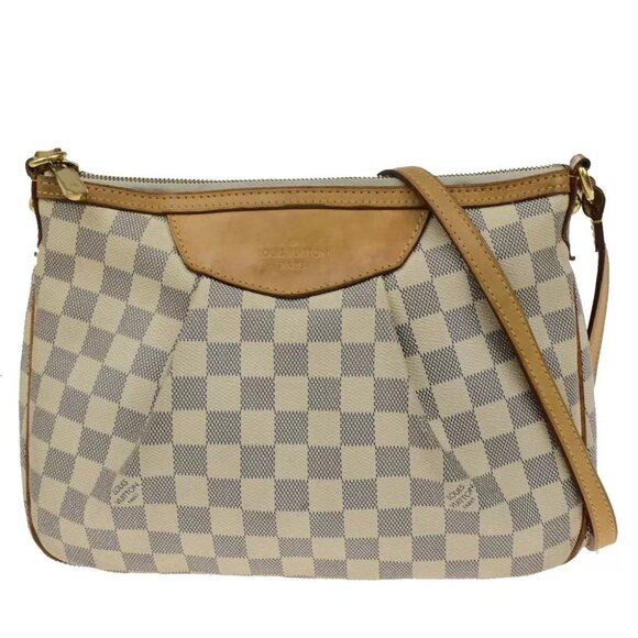 LOUIS VUITTON Siracusa PM Shoulder Bag Damier Azur Leather White N41113 93ED456 - Picture 1 of 15